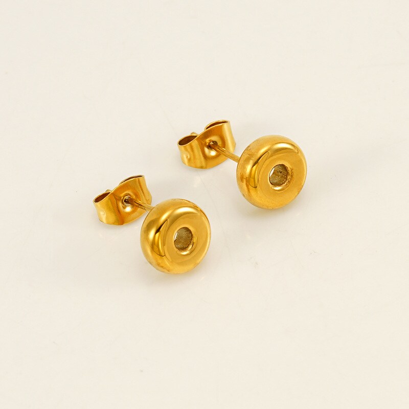 Gold color / 1 Pair Simple Series Elegant Letter O Titanium Steel 18K Gold Plated Women's Stud Earrings Picture15